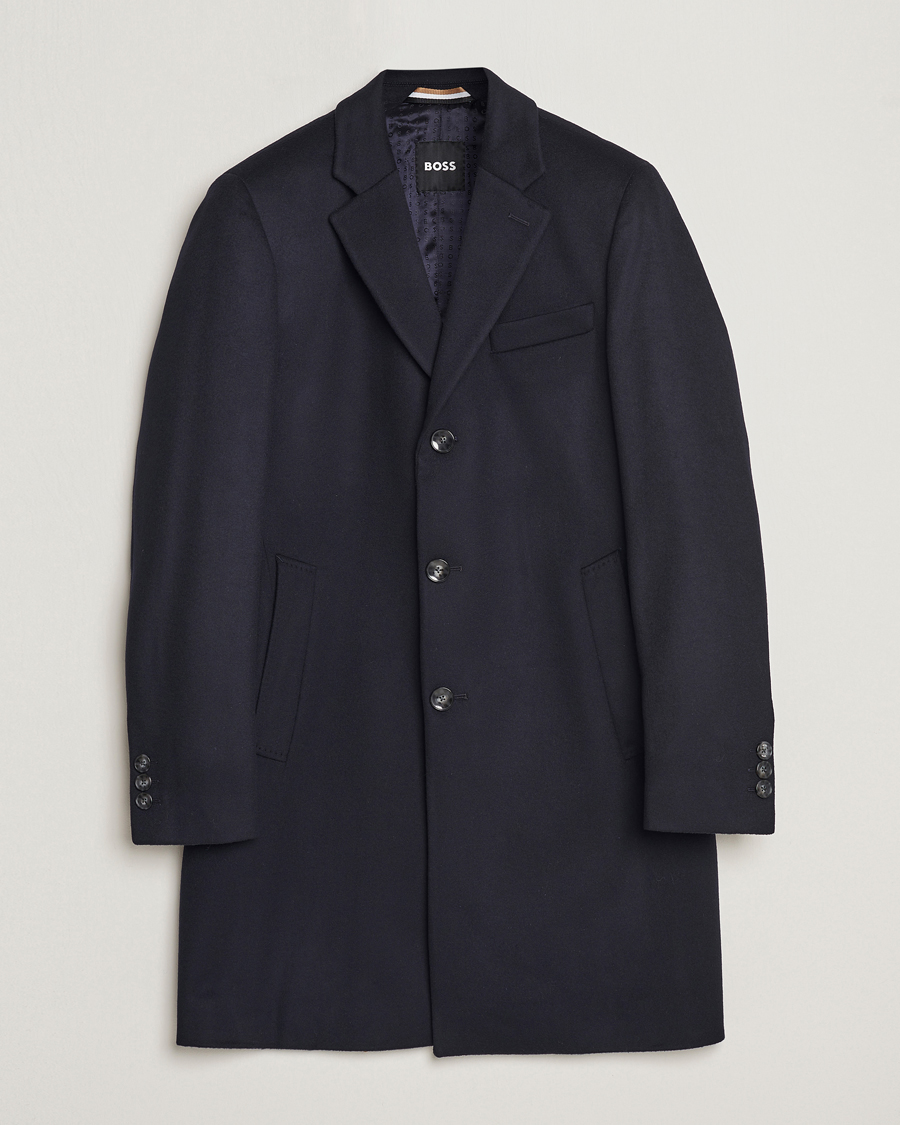 Mies | Päällystakit | BOSS BLACK | Hyde Wool/Cashmere Coat Dark Blue