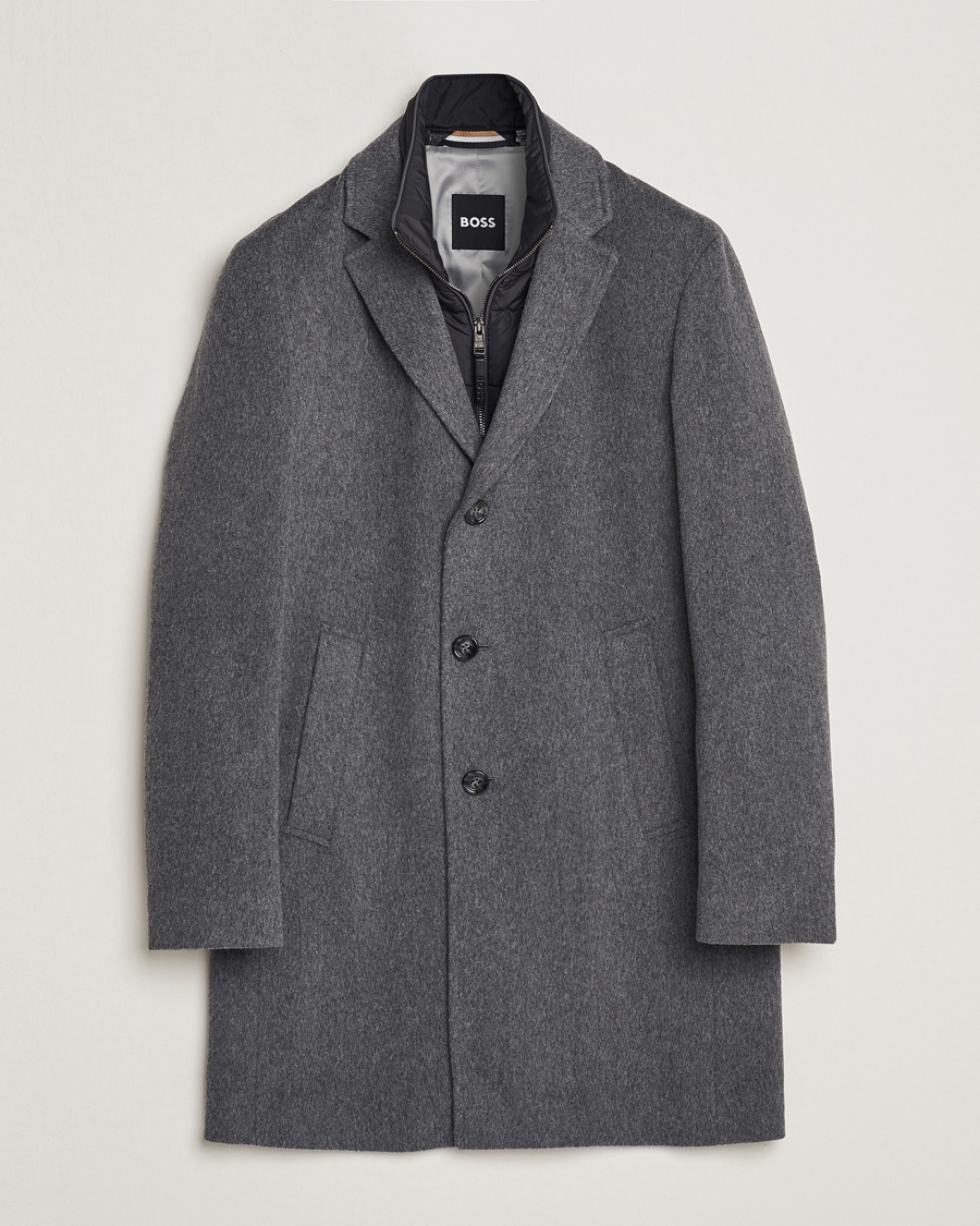 Mies | Päällystakit | BOSS BLACK | Hyde Wool Bib Coat Medium Grey