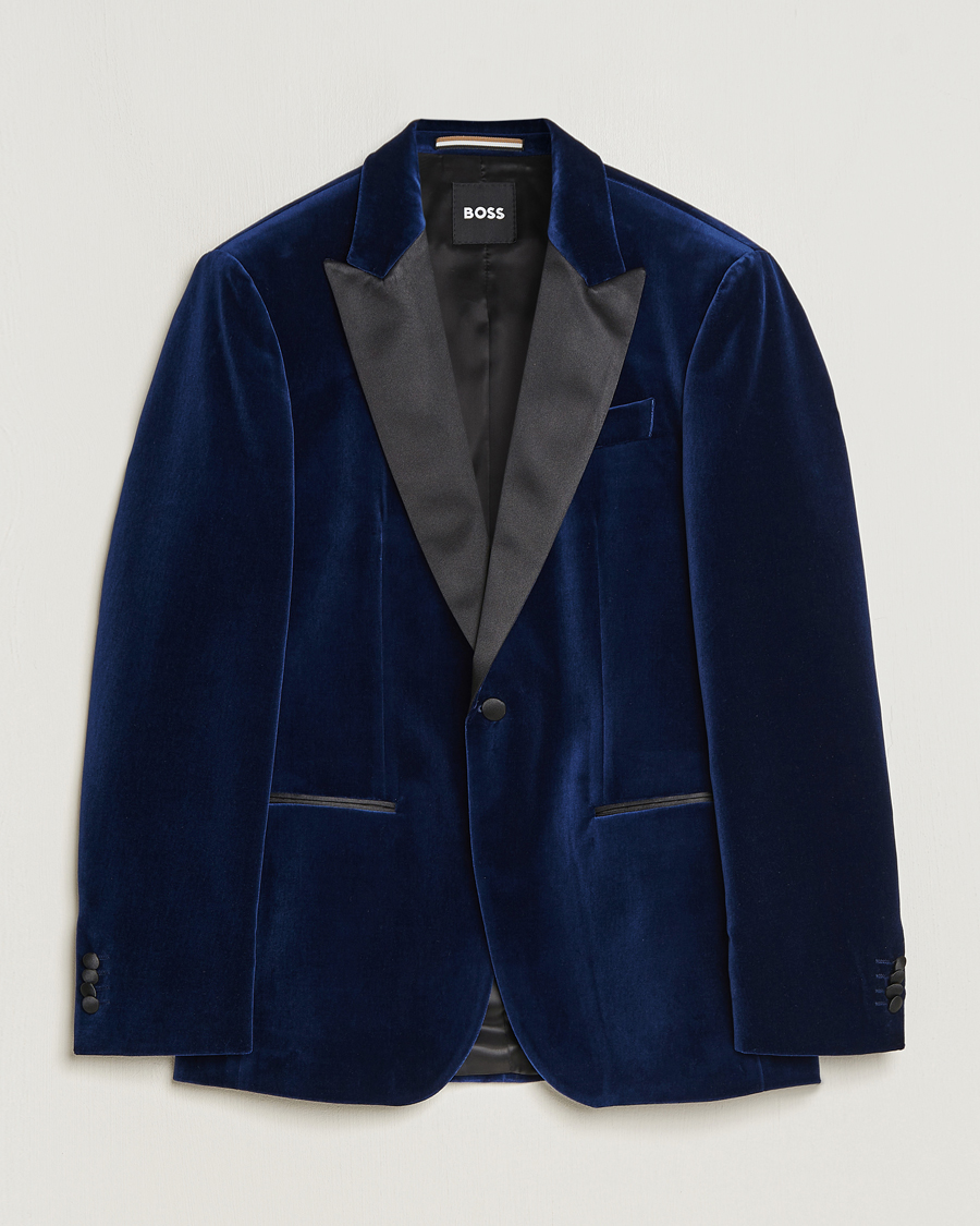 Mies | Pikkutakit | BOSS BLACK | Hutson Velvet Tuxedo Blazer Dark Blue