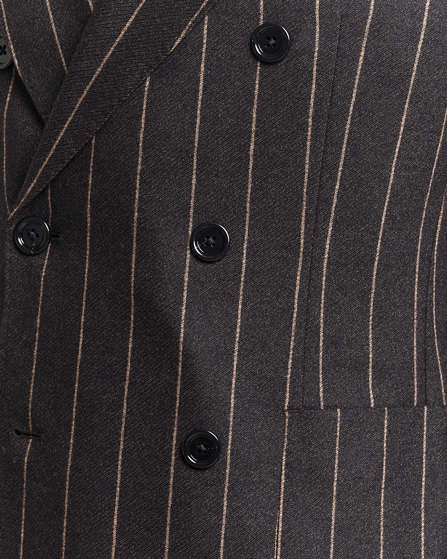 Mies | Puvut | BOSS BLACK | Huge Double Breasted Pinstripe Suit Dark Brown