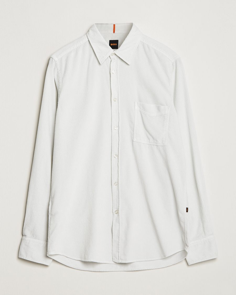 Mies | Kauluspaidat | BOSS ORANGE | Relegant Corduroy Shirt Light Grey