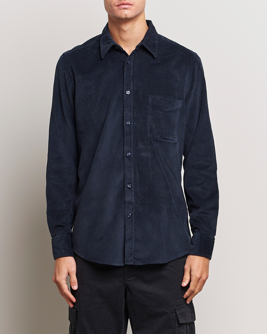 Mies | Rennot | BOSS ORANGE | Relegant Corduroy Shirt Dark Blue
