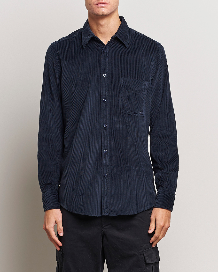 Mies | Kauluspaidat | BOSS ORANGE | Relegant Corduroy Shirt Dark Blue
