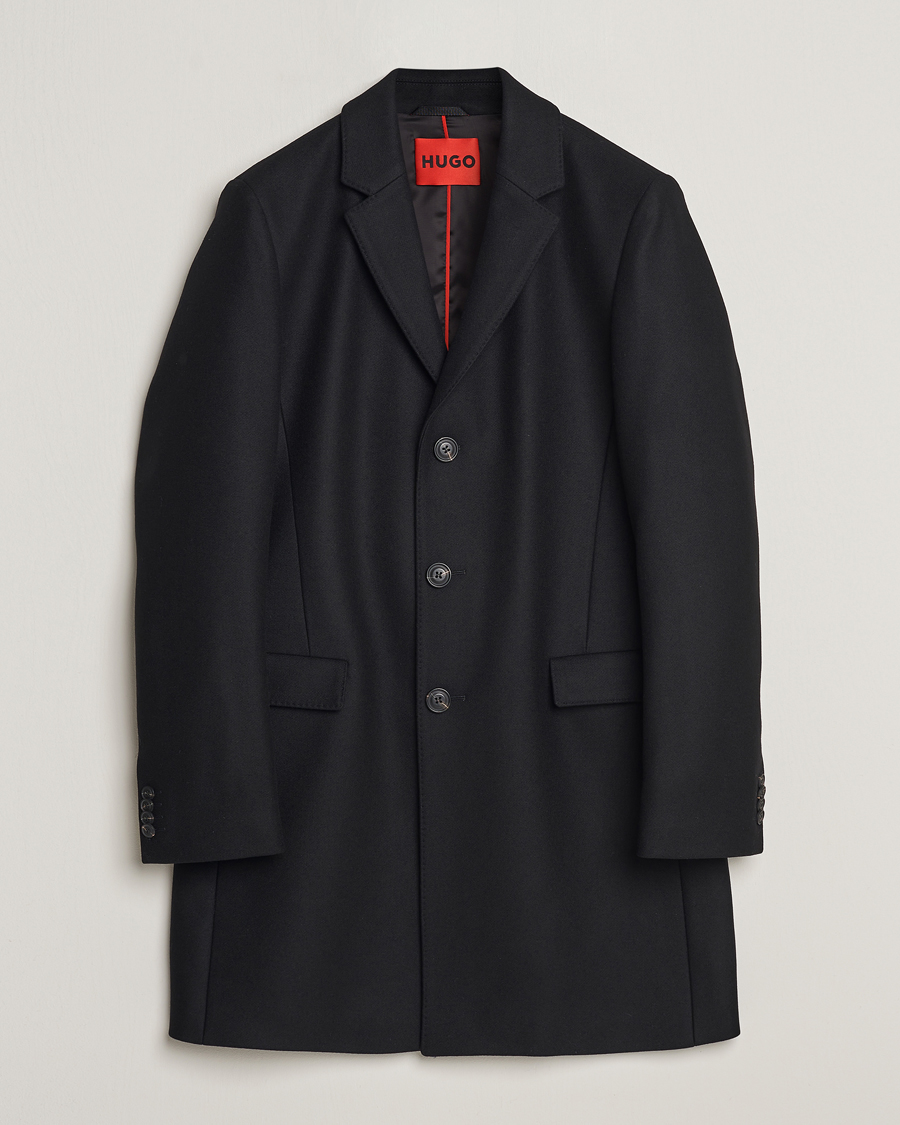 Mies | Päällystakit | HUGO | Migor Wool Coat Black