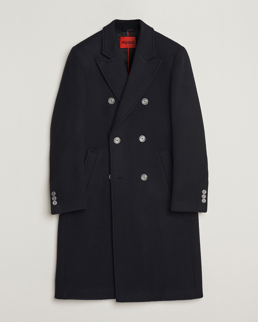 Mies | Päällystakit | HUGO | Miroy Wool Double Breasted Coat Black