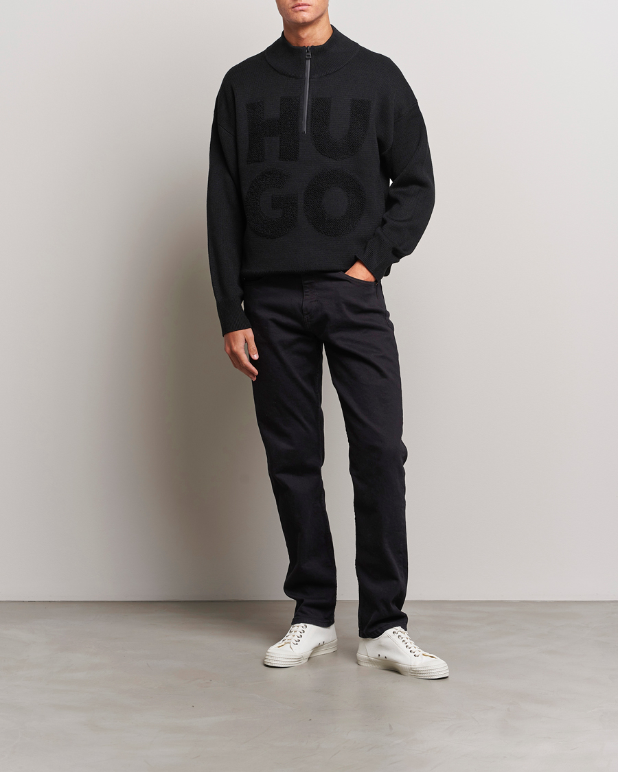 Mies | Puserot | HUGO | Sonel Knitted Half Zip Black