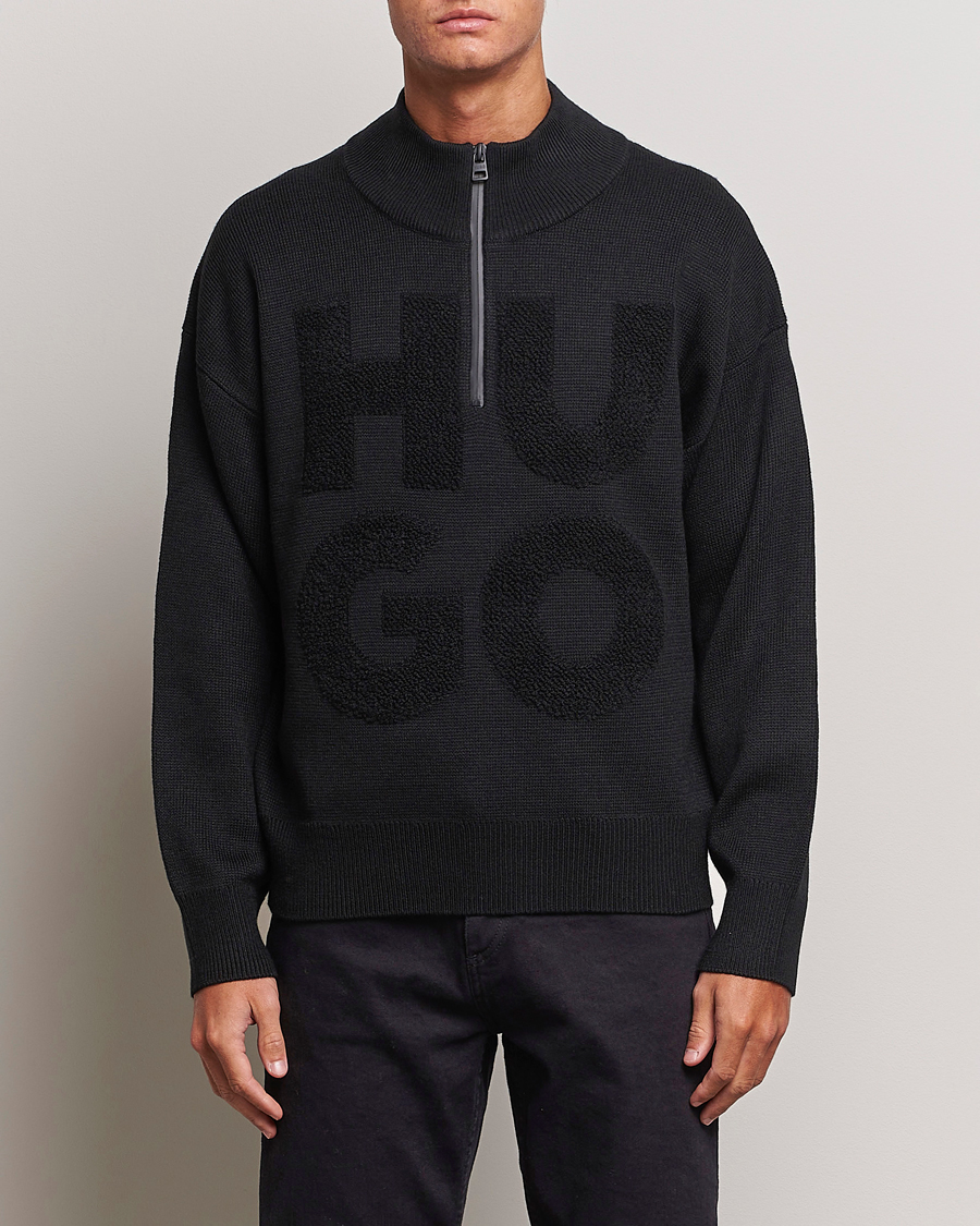 Mies |  | HUGO | Sonel Knitted Half Zip Black