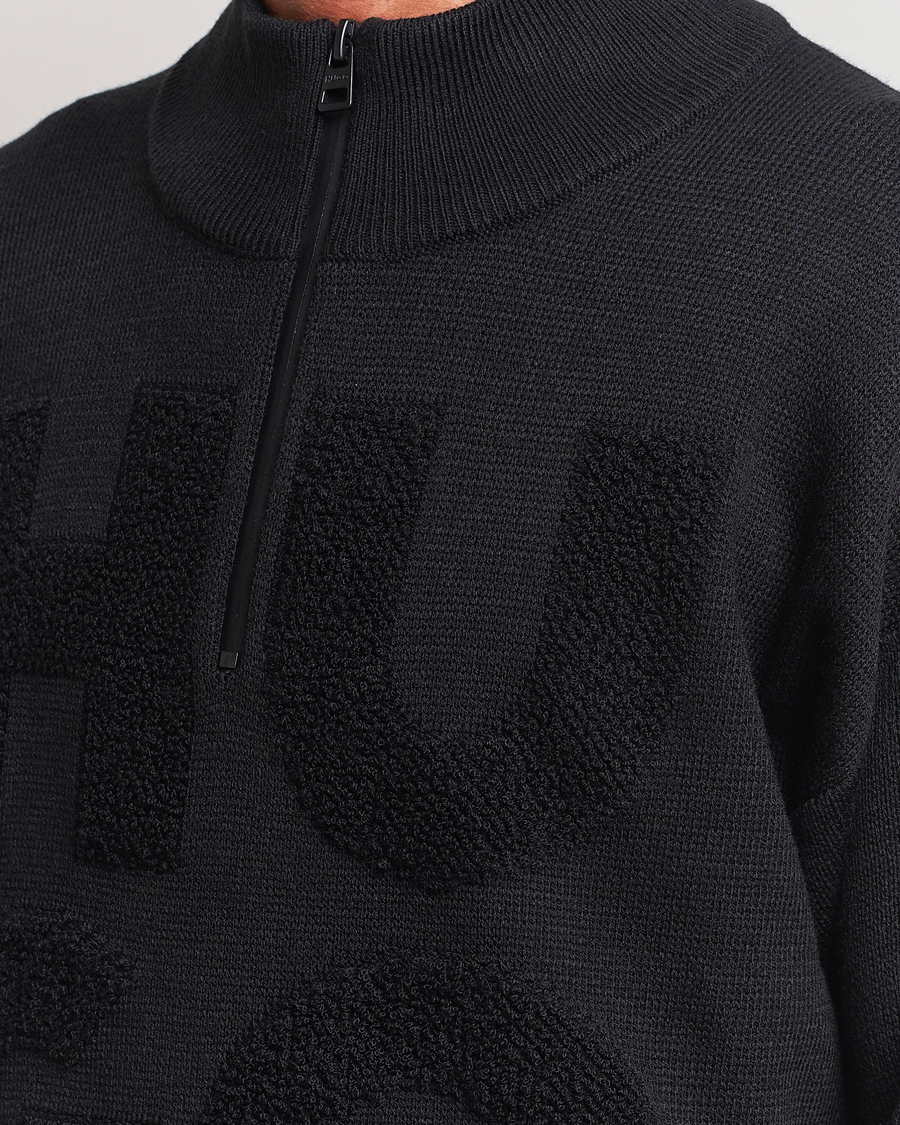 Mies | Puserot | HUGO | Sonel Knitted Half Zip Black