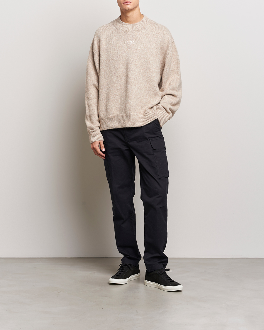 Mies | Puserot | HUGO | Seese Knitted Sweater Light Beige