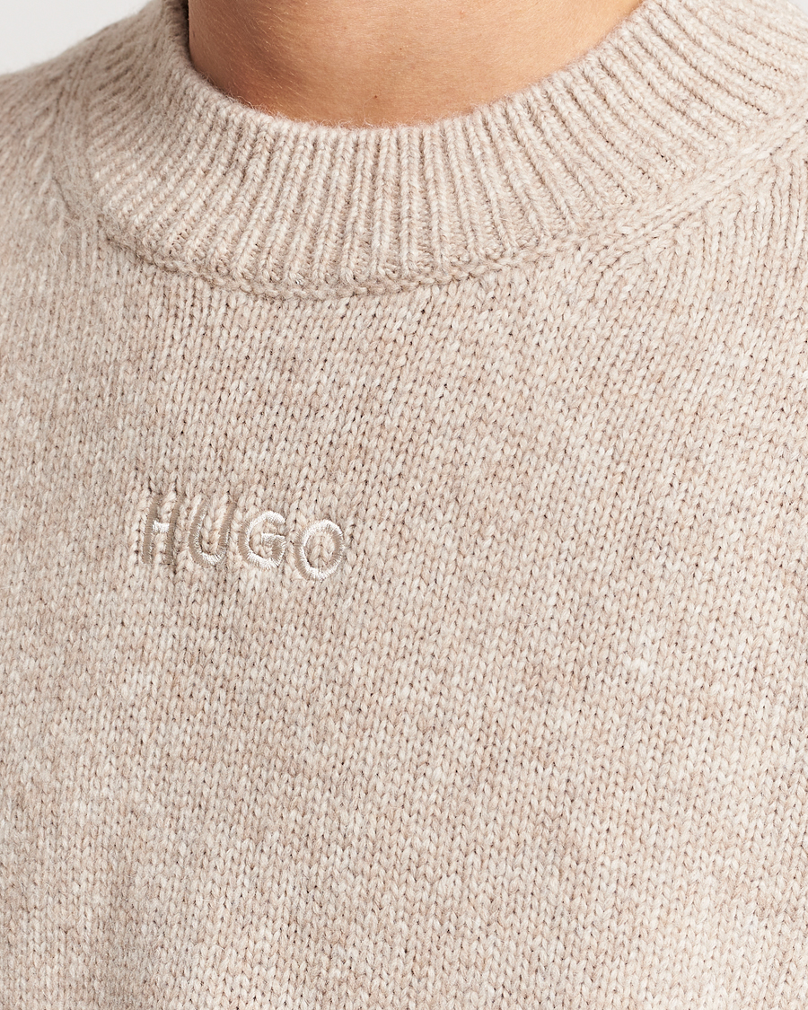 Mies | Puserot | HUGO | Seese Knitted Sweater Light Beige