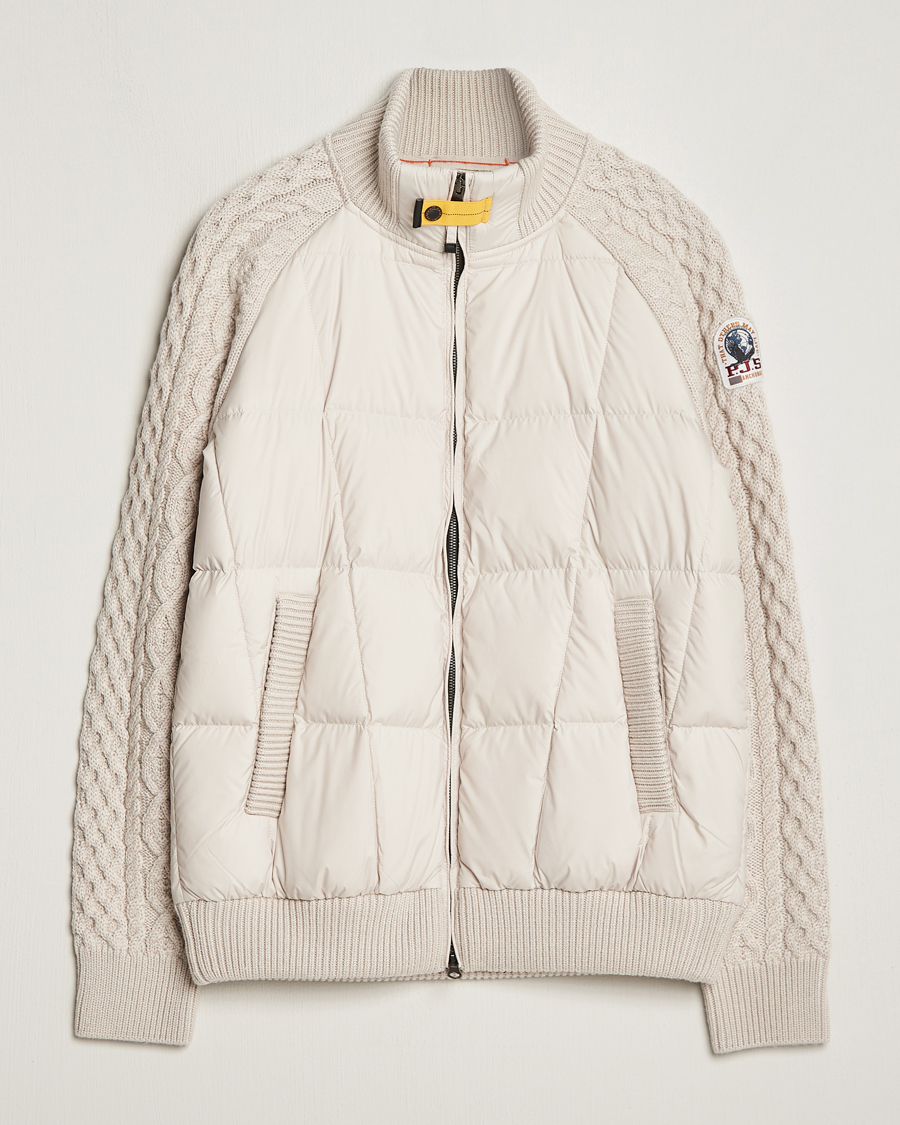 Mies | Takit | Parajumpers | Great Aran Knitted Hybrid Jacket Bone