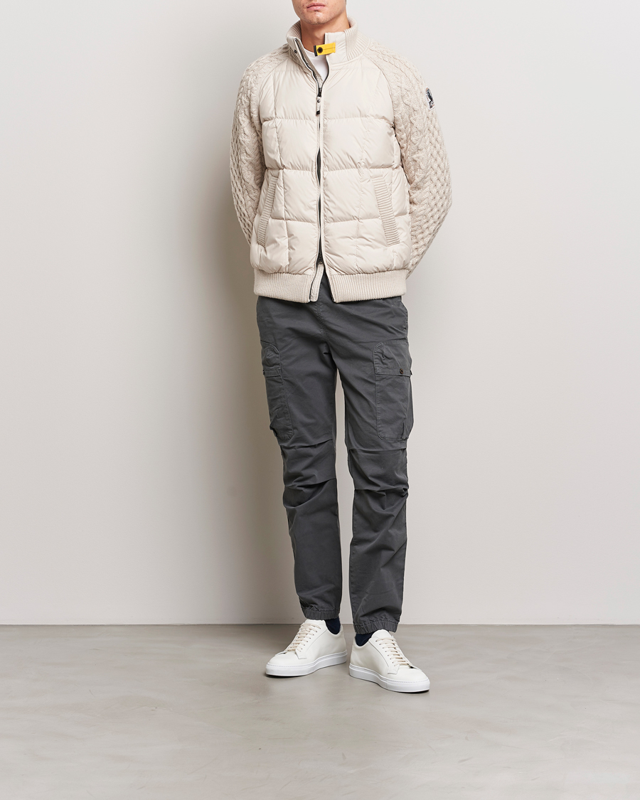 Mies | Takit | Parajumpers | Great Aran Knitted Hybrid Jacket Bone