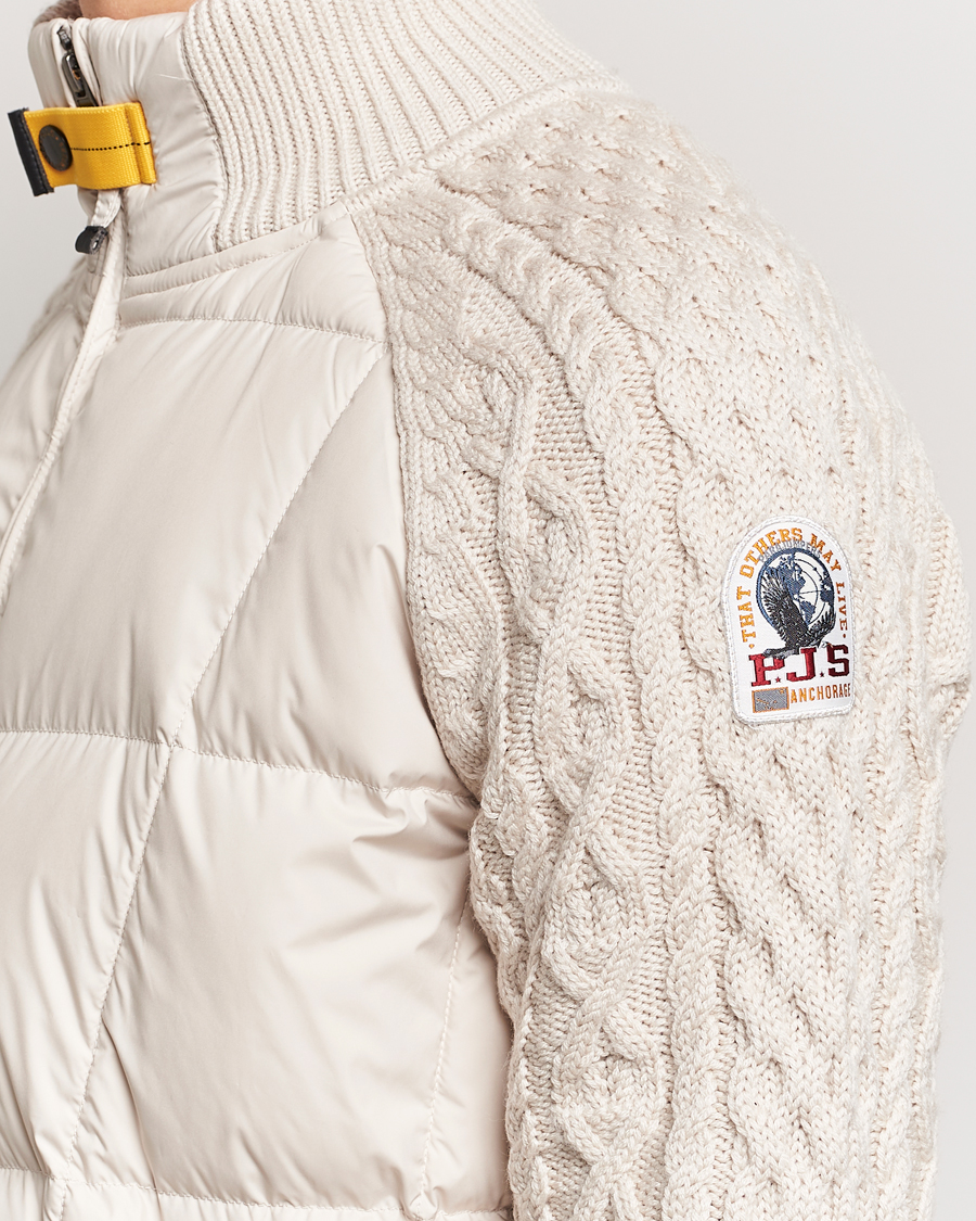 Mies | Takit | Parajumpers | Great Aran Knitted Hybrid Jacket Bone