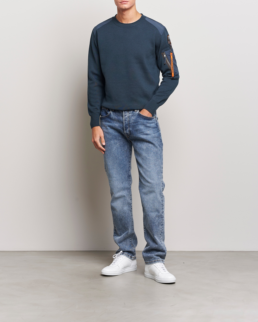 Mies | Puserot | Parajumpers | Braw Rescue Knitted Crew Neck Dark Avio