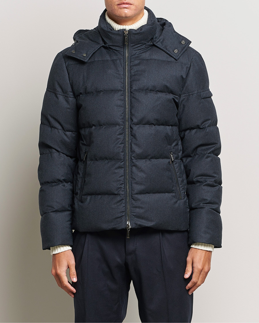 Mies | Takit | MooRER | Brett Wool/Cashmere Hooded Jacket Blue Grey