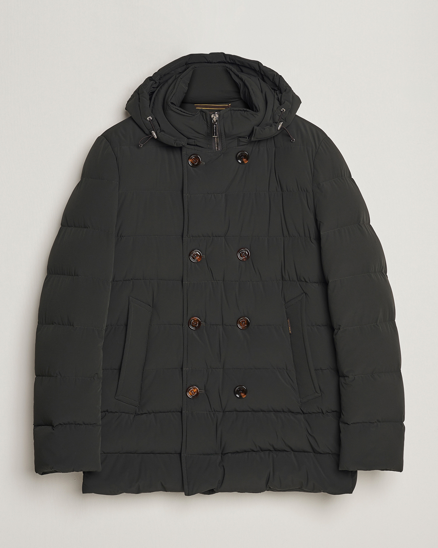 Mies | Takit | MooRER | Florio Double Breasted Nylon Coat Dark Green
