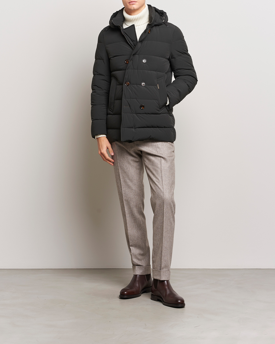 Mies | Takit | MooRER | Florio Double Breasted Nylon Coat Dark Green