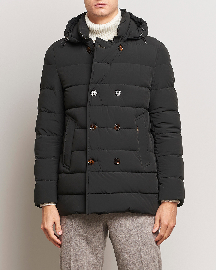 Mies | Takit | MooRER | Florio Double Breasted Nylon Coat Dark Green