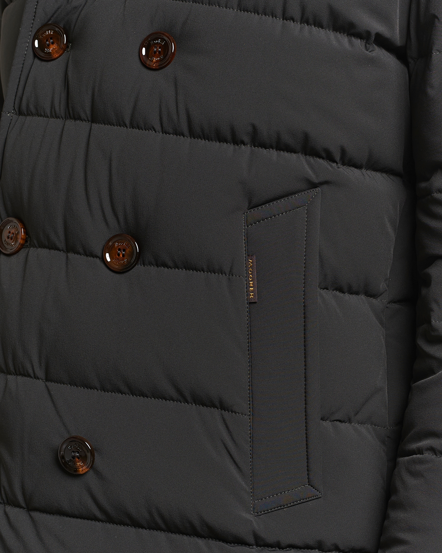 Mies | Takit | MooRER | Florio Double Breasted Nylon Coat Dark Green