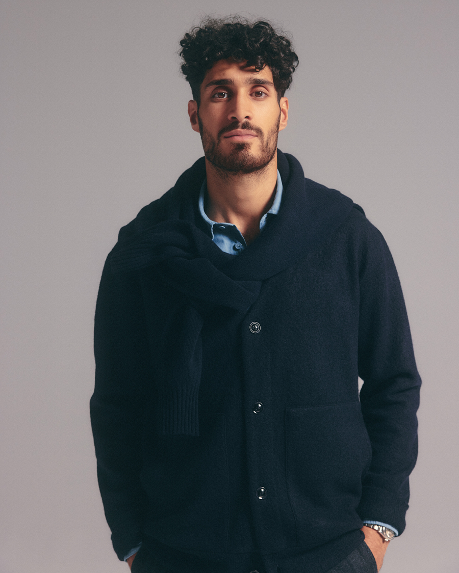 Mies | Puserot | NN07 | Ice Boiled Wool Cardigan Navy Blue
