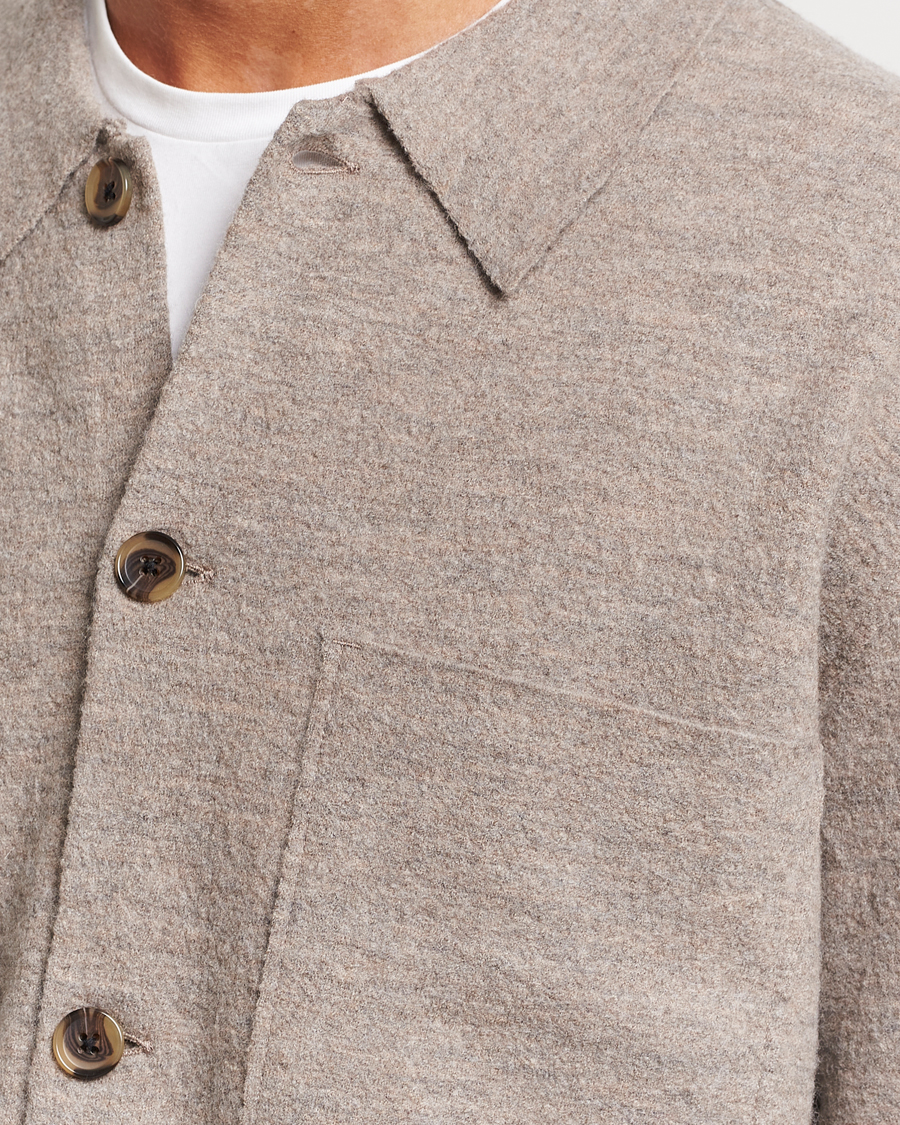 Mies | Puserot | NN07 | Jonas Boiled Wool Cardigan Khaki Beige