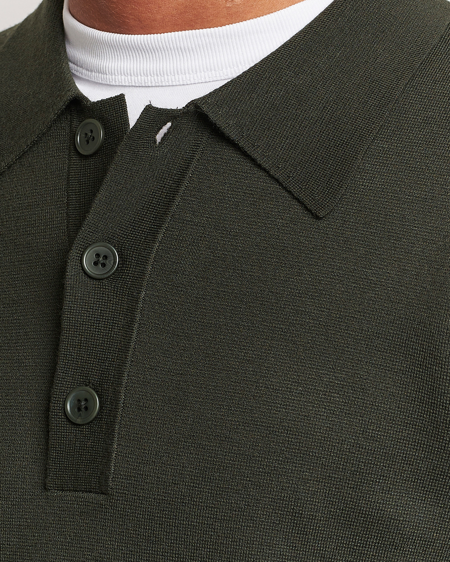 Mies | Puserot | NN07 | Harald Knitted Polo Dark Green
