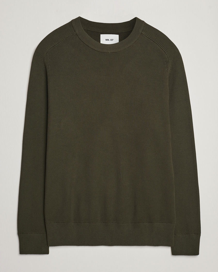 Mies | Puserot | NN07 | Kevin Cotton Knitted Sweater Deep Green