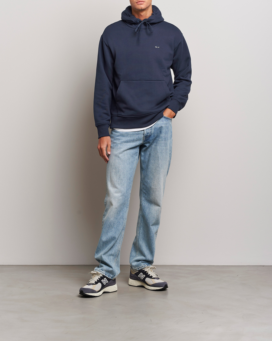 Mies | Puserot | NN07 | Briggs Logo Hoodie Navy Blue