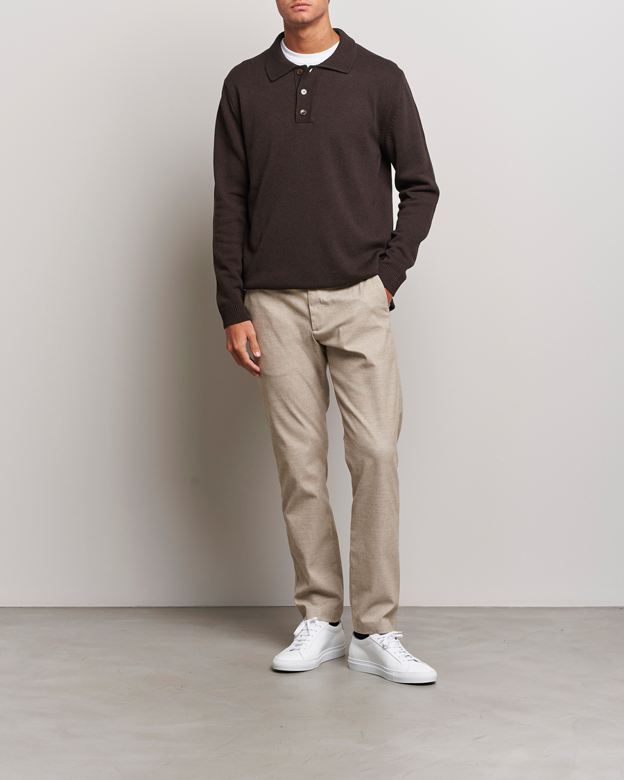 Mies | Puserot | NN07 | Vito Knitted Polo Demitasse Brown