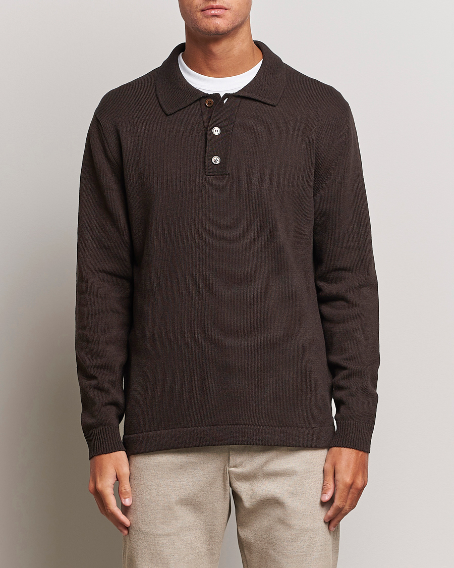 Mies | Puserot | NN07 | Vito Knitted Polo Demitasse Brown