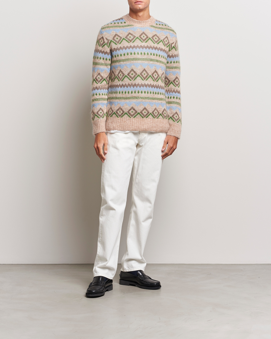 Mies | Puserot | NN07 | Morgan Wool Fairisle Sweater Nature Melange