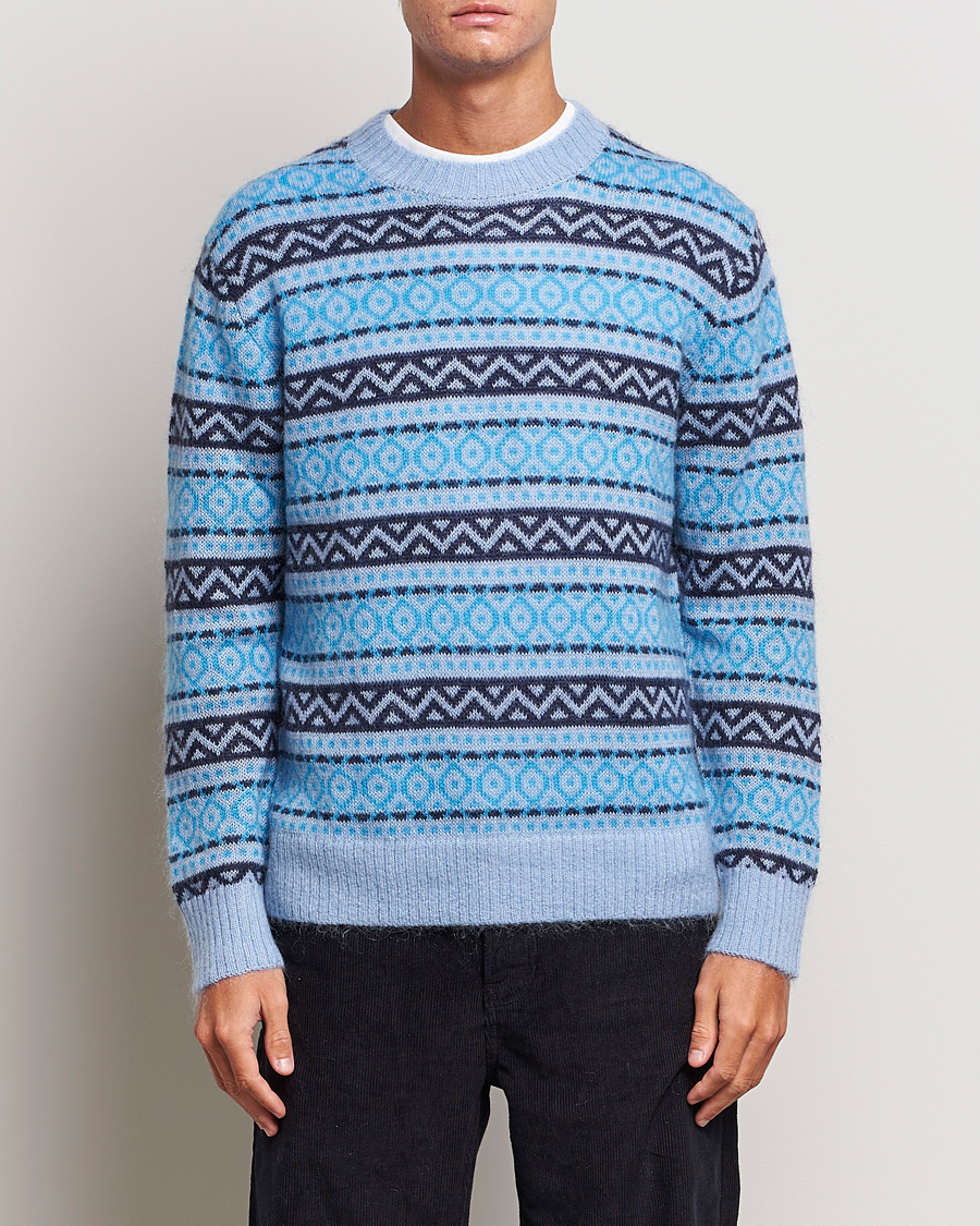 Mies | Wardrobe Basics | NN07 | Grant Wool Fairisle Sweater Light Blue
