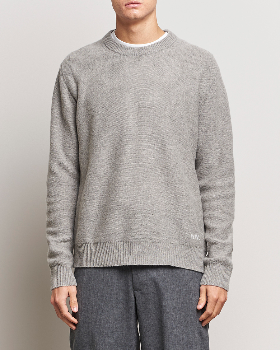Mies | Puserot | NN07 | Nigel Lambswool Crew Neck Pullover Light Grey Melange
