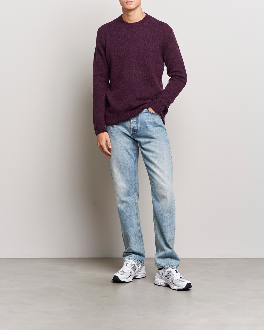 Mies | Puserot | NN07 | Lee Brushed Wool Crew Neck Plum