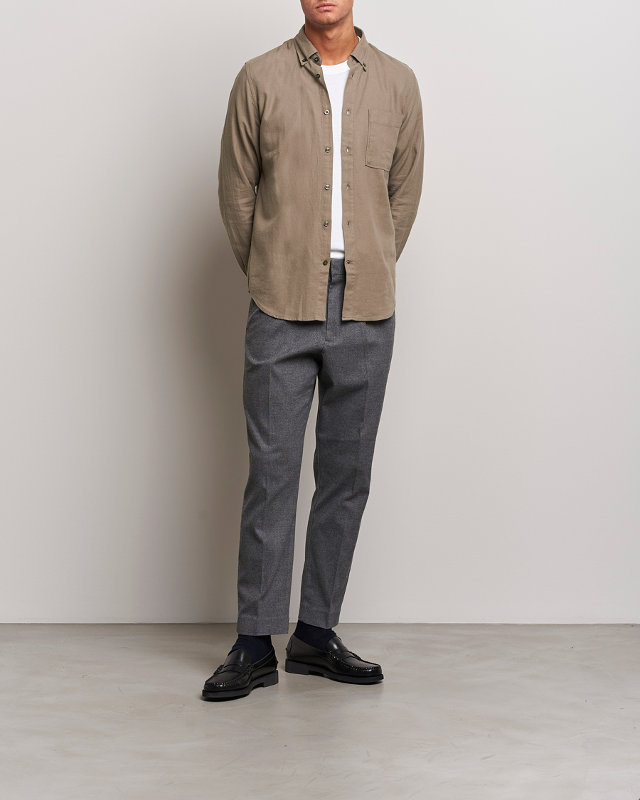 Mies | Kauluspaidat | NN07 | Arne Brushed Flannel Shirt Dark Clay