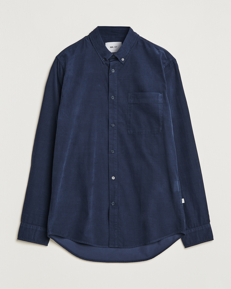 Mies |  | NN07 | Arne Baby Cord Shirt Navy Blue