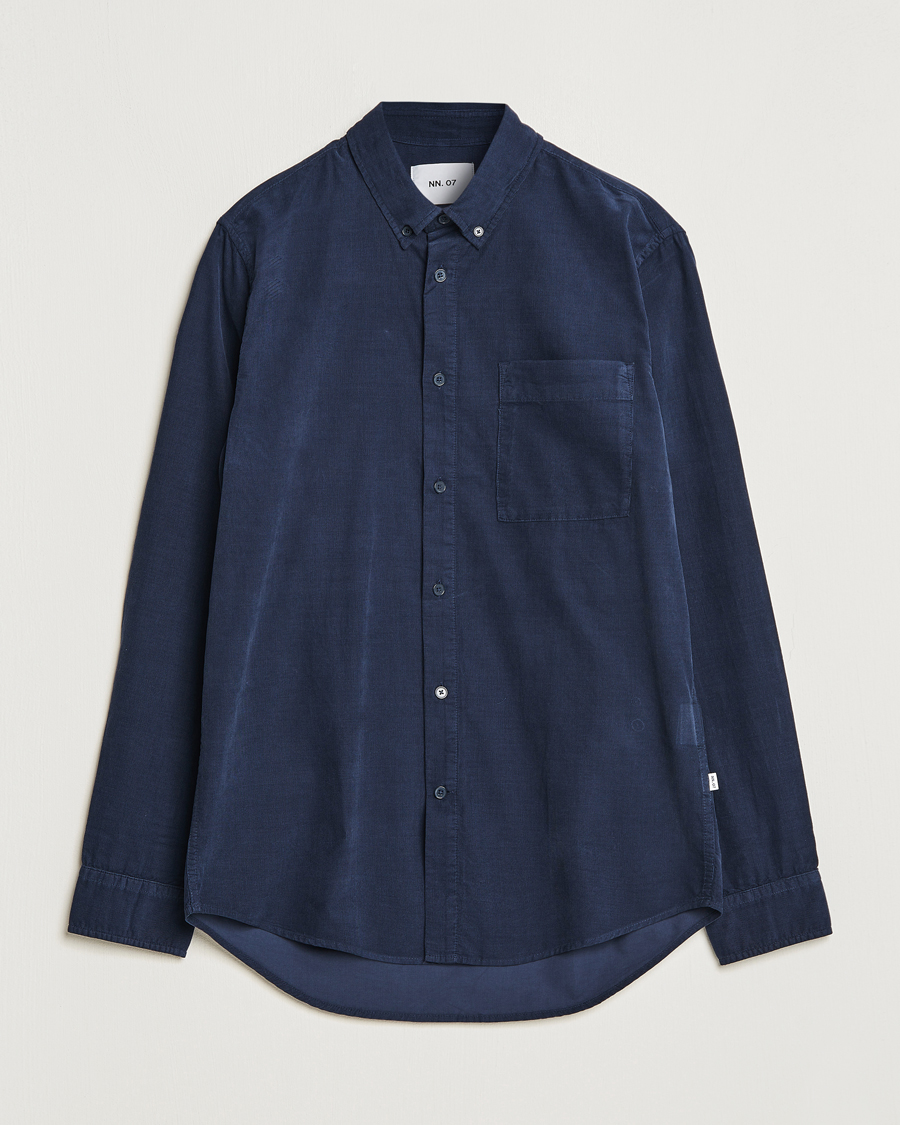 Mies | Kauluspaidat | NN07 | Arne Baby Cord Shirt Navy Blue
