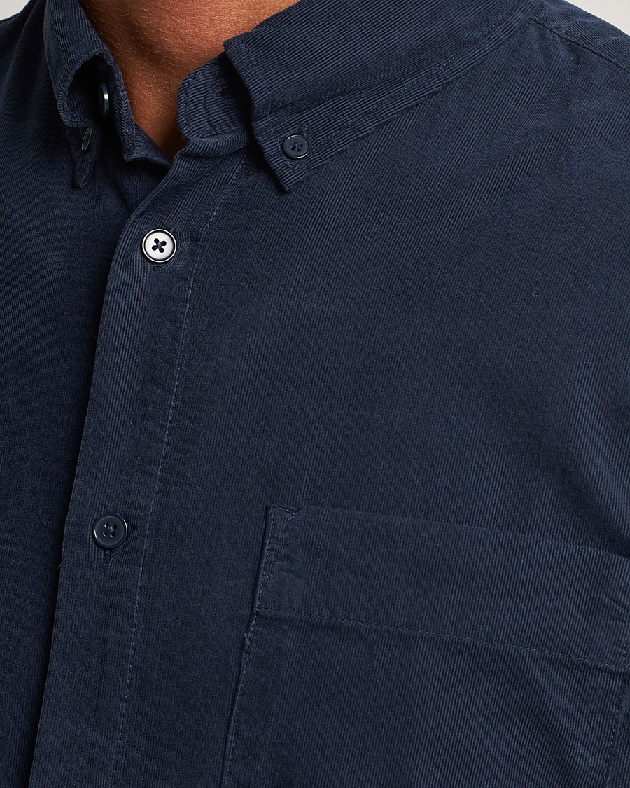 Mies | Kauluspaidat | NN07 | Arne Baby Cord Shirt Navy Blue