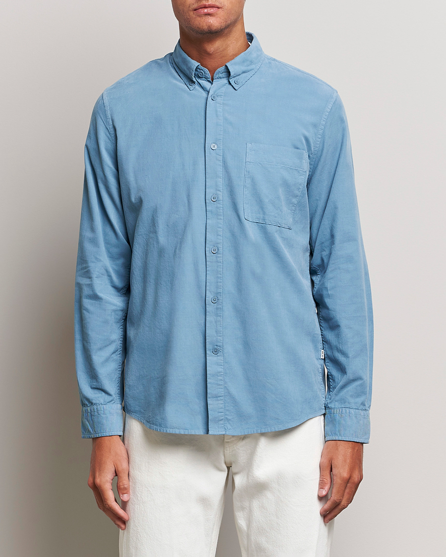 Mies | Vakosamettipaidat | NN07 | Arne Baby Cord Shirt Dust Blue