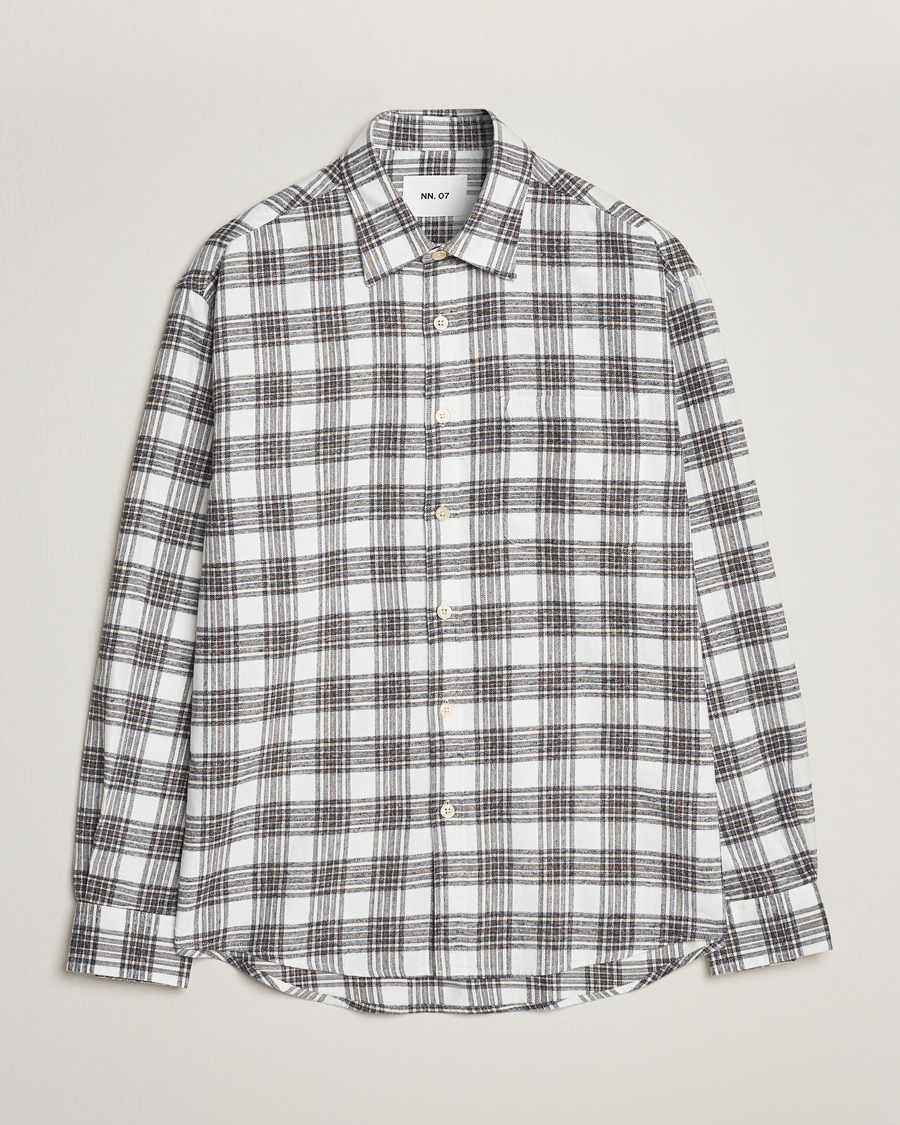Mies | Kauluspaidat | NN07 | Deon Brushed Flannel Checked Shirt Cream/Brown