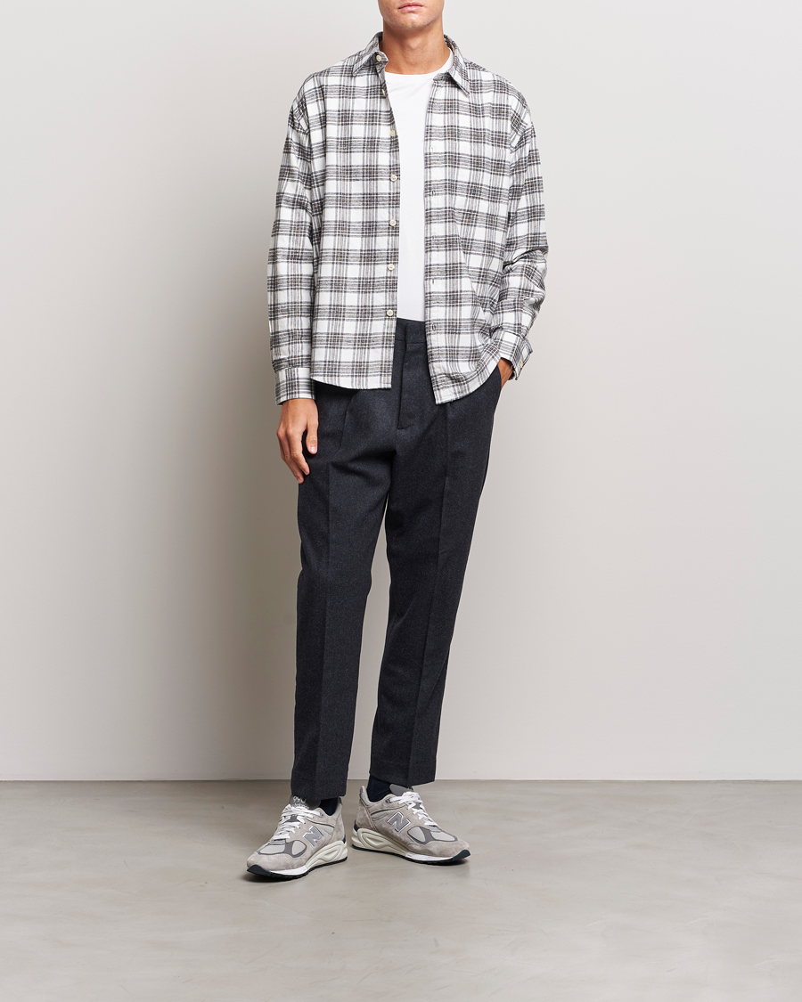 Mies | Kauluspaidat | NN07 | Deon Brushed Flannel Checked Shirt Cream/Brown