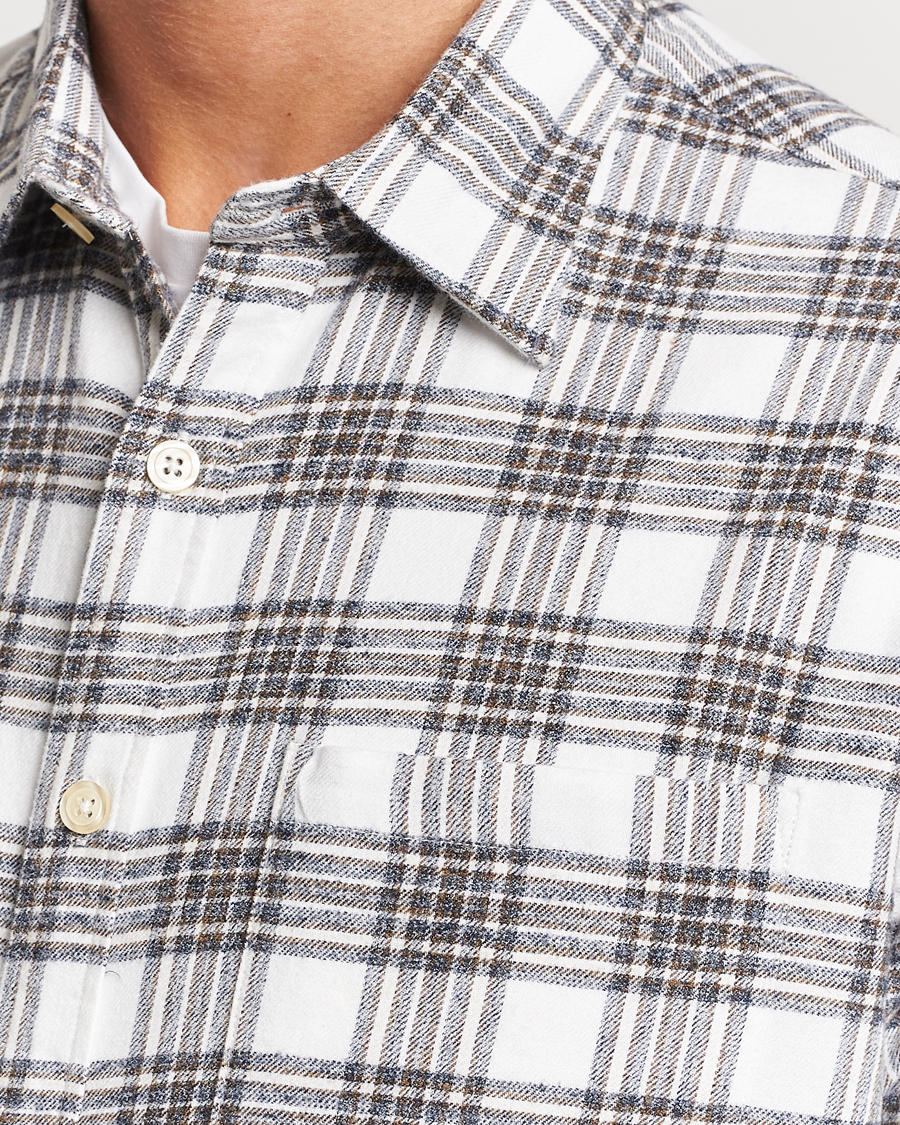 Mies | Kauluspaidat | NN07 | Deon Brushed Flannel Checked Shirt Cream/Brown