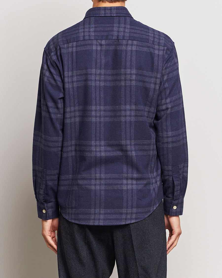 Mies | Kauluspaidat | NN07 | Deon Brushed Flannel Checked Shirt Navy Blue