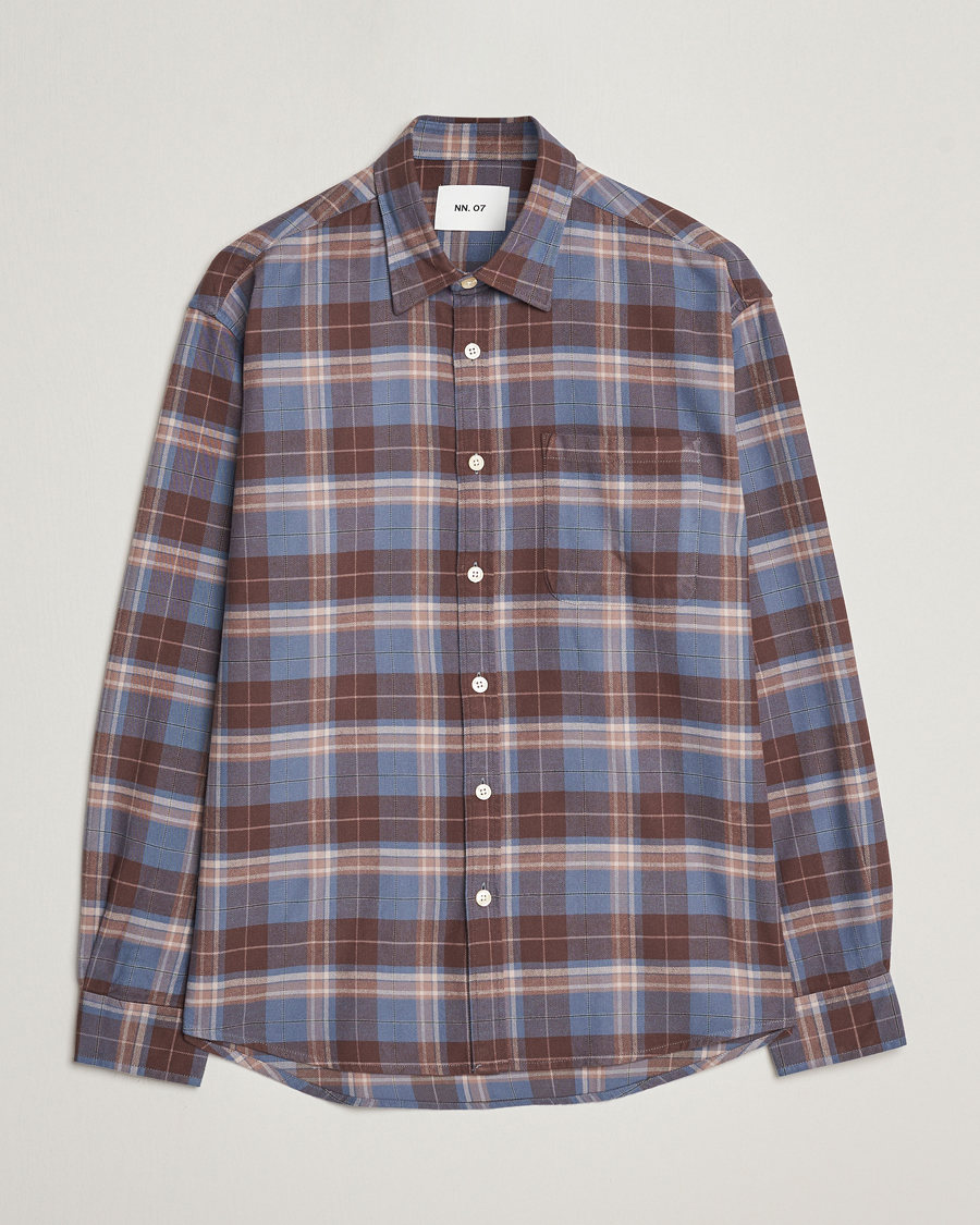 Mies | Kauluspaidat | NN07 | Deon Brushed Flannel Checked Shirt Brown/Blue