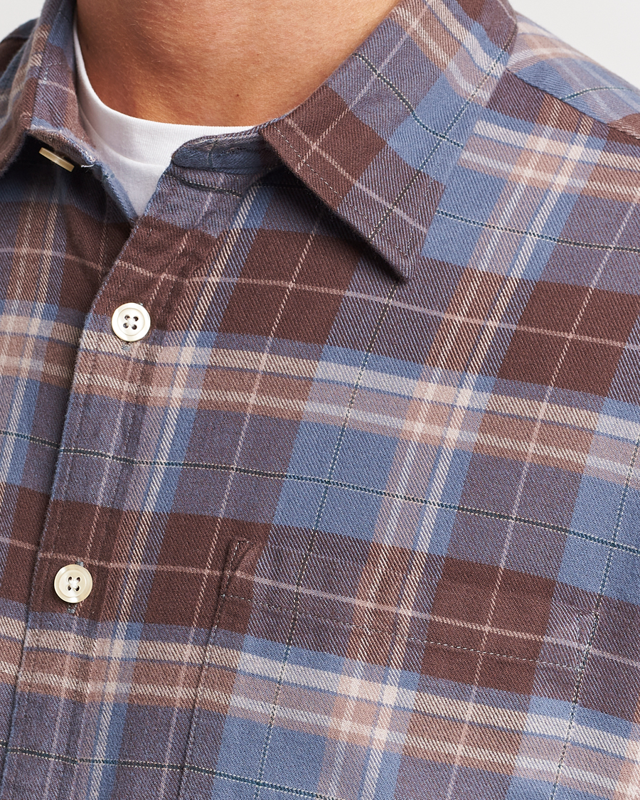 Mies | Kauluspaidat | NN07 | Deon Brushed Flannel Checked Shirt Brown/Blue