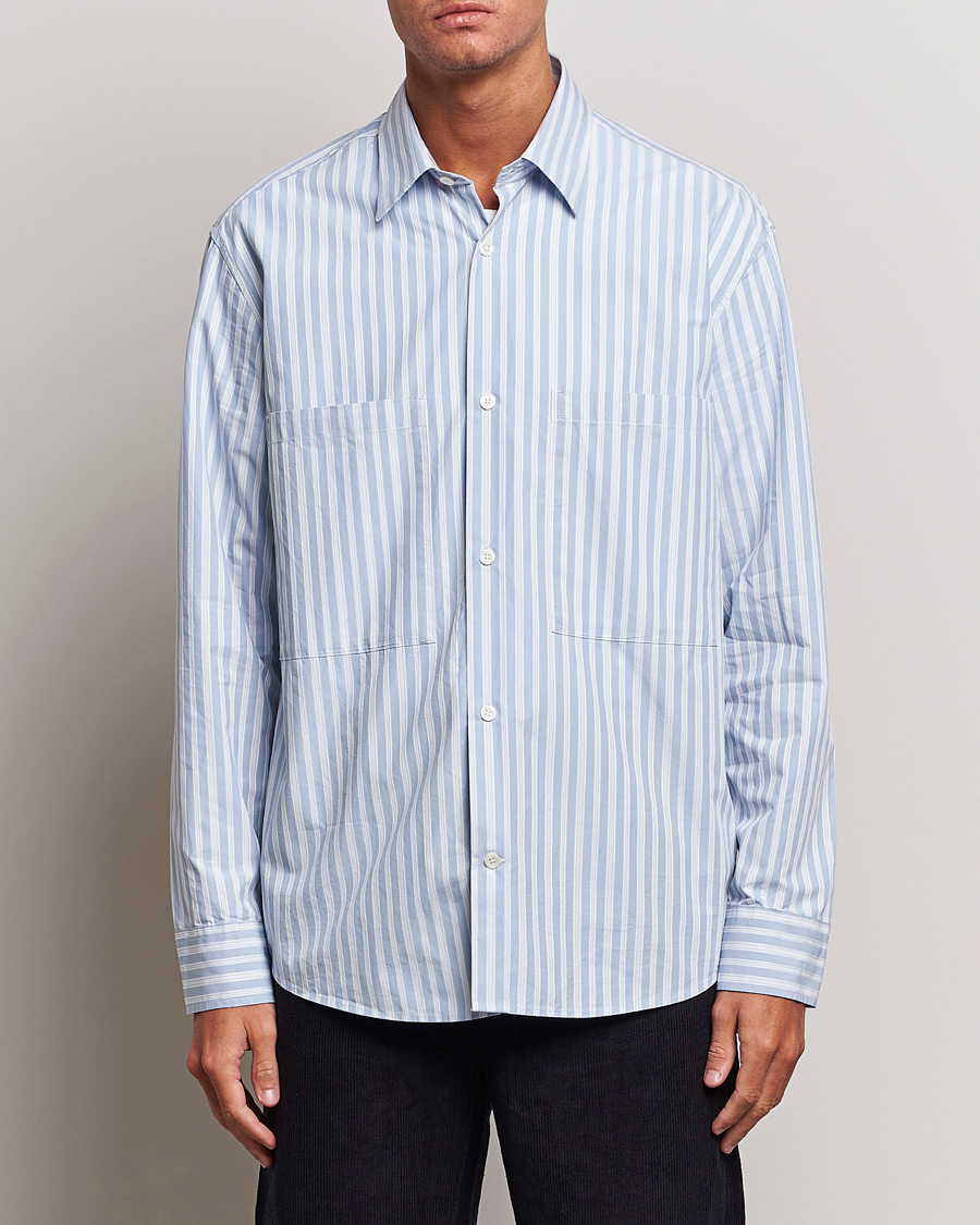 Mies |  | NN07 | Freddie Poplin Striped Shirt Blue/White