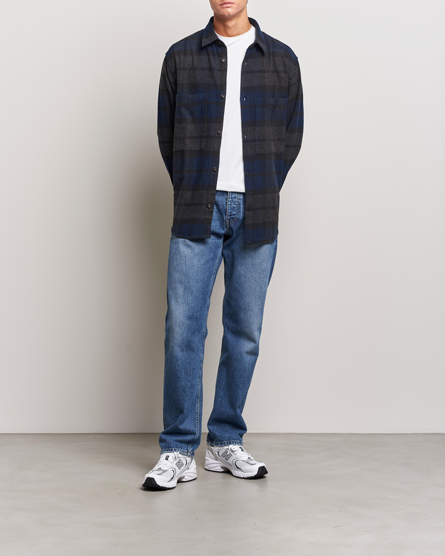Mies | Kauluspaidat | NN07 | Freddie Checked Overshirt Navy/Grey