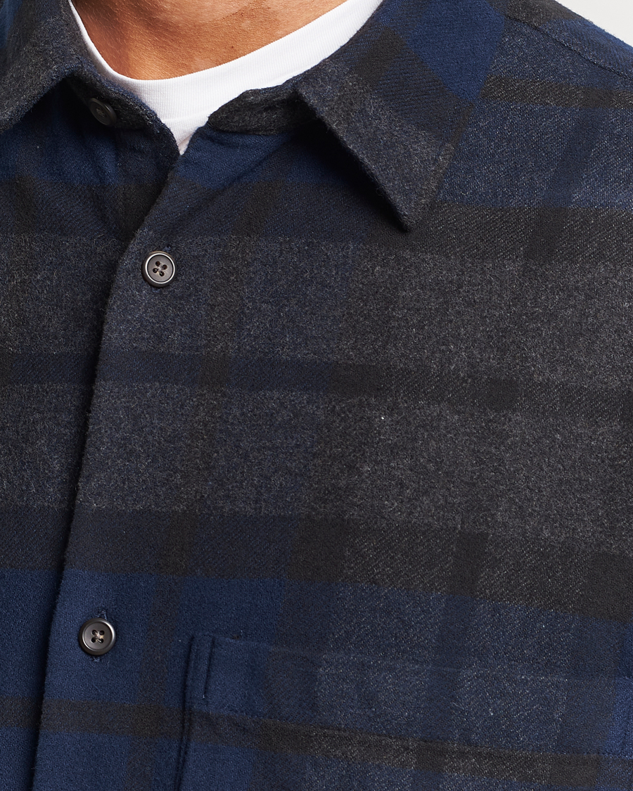 Mies | Kauluspaidat | NN07 | Freddie Checked Overshirt Navy/Grey
