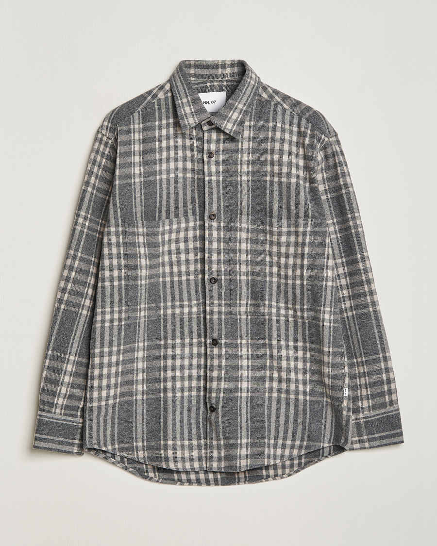 Mies | Kauluspaidat | NN07 | Freddie Checked Overshirt Grey/Cream