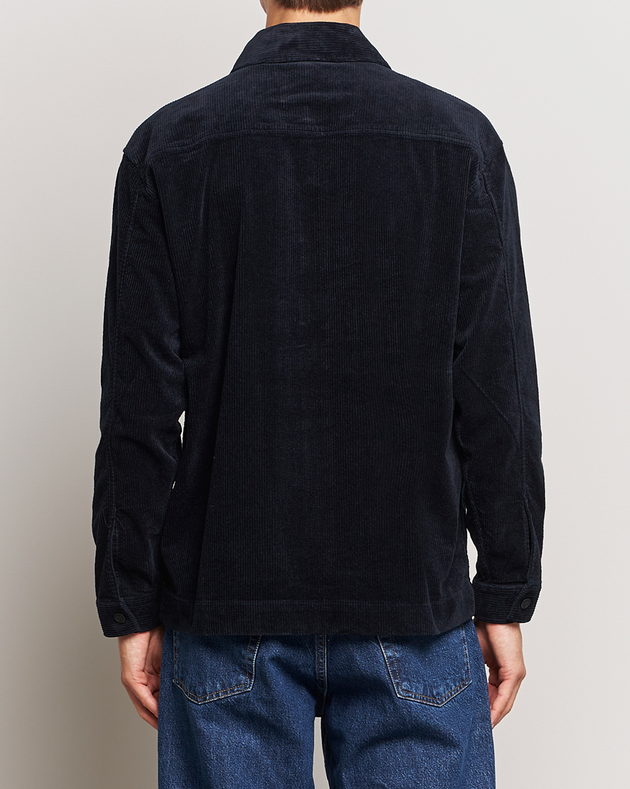Mies | Kauluspaidat | NN07 | Isak Full Zip Corduroy Overshirt Navy Blue